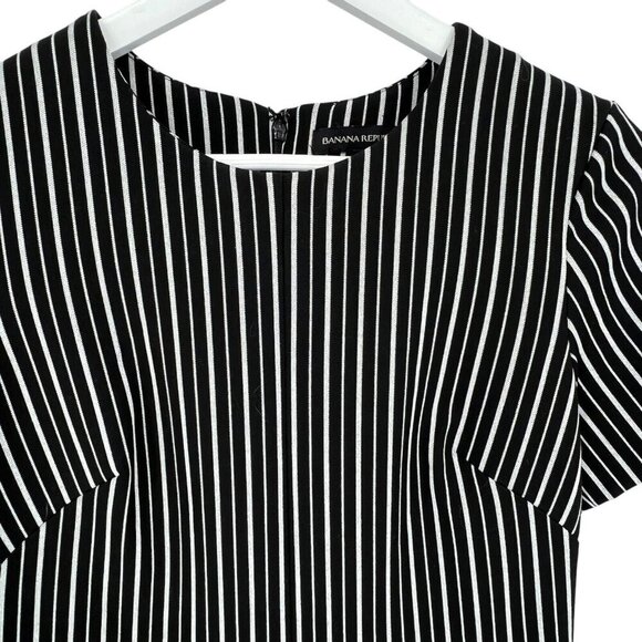 Banana Republic Women's Sheath Dress Size 6 Striped Black White S/S Work Career - Picture 14 of 16